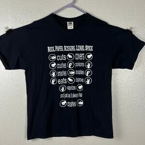 Fruit of the Loom Size Large Rock Paper Scissors Spock Black Short Sleeve Tee